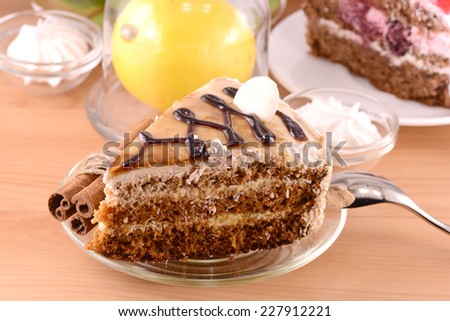 sweet tasty cake with lemon and meringue