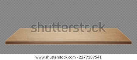Wooden surface of desk isolated on transparent background. Kitchen top made of timber board.  Wooden tabletop. Realistic vector illustration