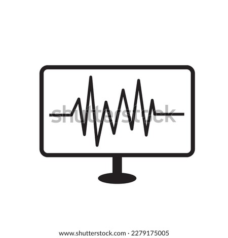 An electrocardiogram line on a flat screen on a white background with copy space