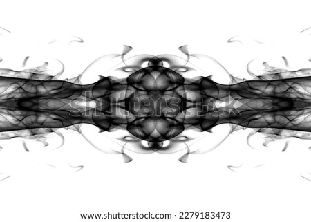 abstract graphics black white fractal reflection symbol, design effect meditation background