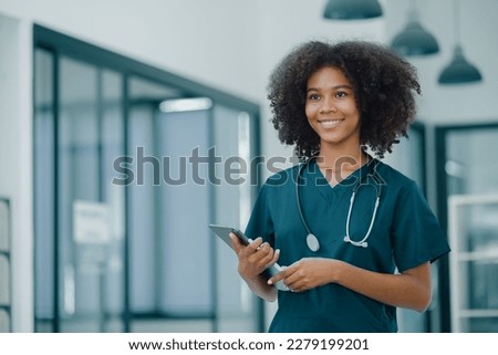 Medicine doctor using tablet computer. Medical technology and futuristic concept.