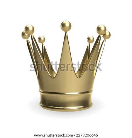 3d realistic vector golden crown. Isolated on white background icon illustration.