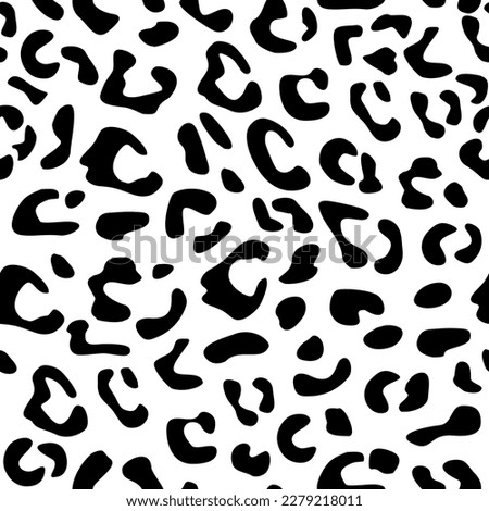 Seamless leopard vector pattern, animal tile black and white print background