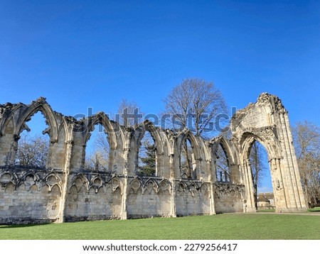 The ruins of St Mary's Abbey in York Museum Gardens Royalty-Free Stock Photo #2279256417