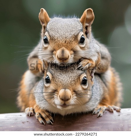 A friendly squirrel on top of another squirrel	