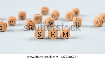 SEM written on wooden cube , business concept