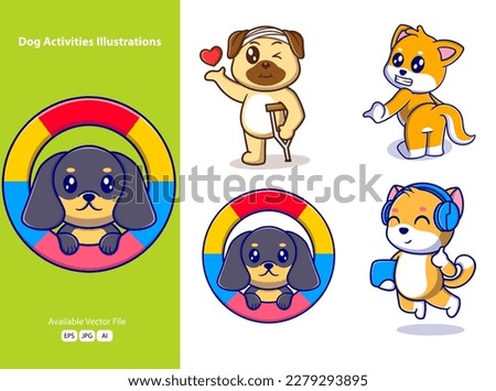Cute dog cartoon icon illustration. funny gifts for stickers