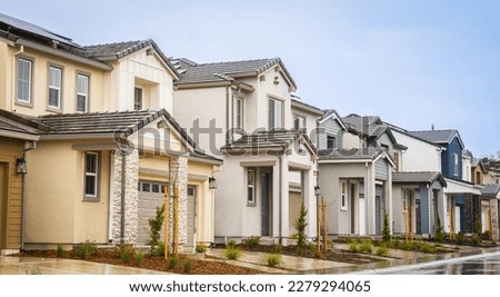 Row of Newly built homes in Northern California Royalty-Free Stock Photo #2279294065