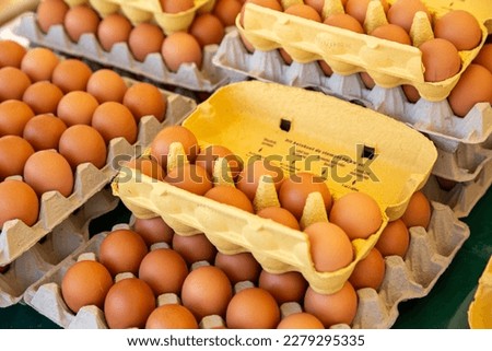 Cartons of Brown Eggs in Europe Royalty-Free Stock Photo #2279295335