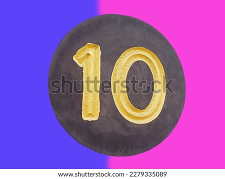 Number 10 symbol design. Enjoy Special offer 10 number Sale sign on blue and pink background