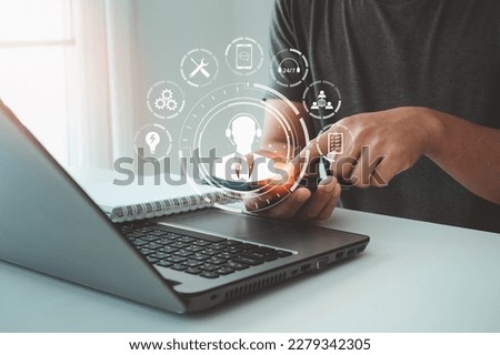 Technical Support Center Customer Service Internet Business Technology Concept. Service support customer help call center Business technology button on virtual screen.  IT support. Royalty-Free Stock Photo #2279342305