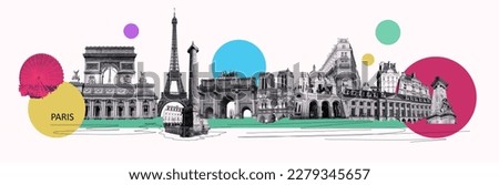 Contemporary design or art collage about Paris. Fashion vintage style. Travel, Vacation concept Royalty-Free Stock Photo #2279345657