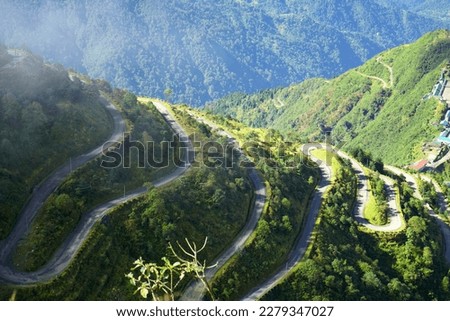 Green Natute of Zig Zag Road in old Silk Route Sikkim Royalty-Free Stock Photo #2279347027