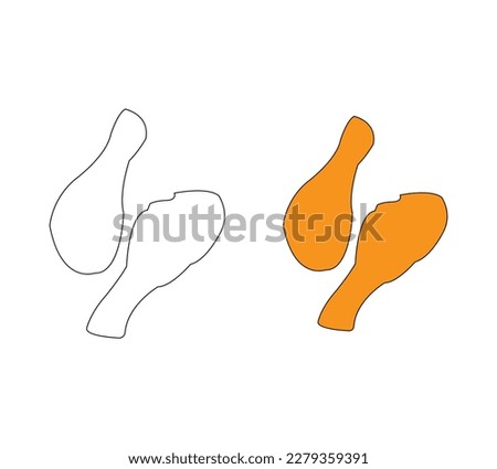 Chicken leg flat outlined solid vector icon