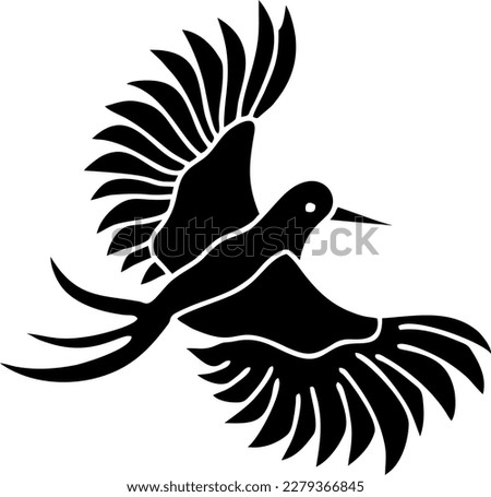 Exotic bird stencil. black and white drawing stencil. Get inspired with our poster perfect for your wall at home, work, kids' room, or for entrepreneurs.
