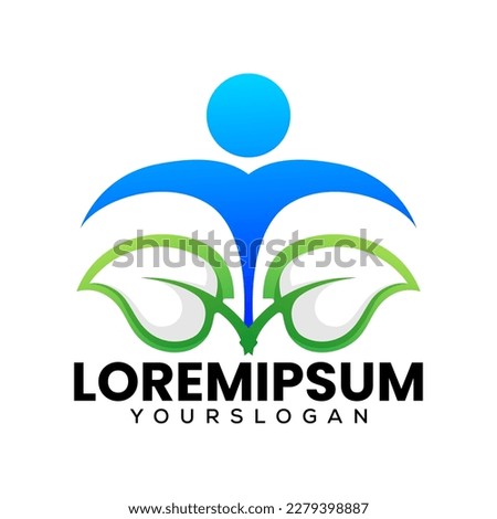 human and leaf logo design 