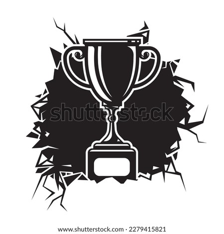 trophy cracked wall. trophy club graphic design logos or icons. vector illustration.
