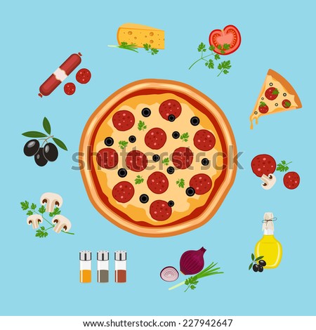 pizza flat style vector illustration