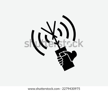 Handheld Satellite Radio Communication Walkie Talkie Signal Black White Silhouette Sign Symbol Icon Graphic Clipart Artwork Illustration Pictogram Vector Royalty-Free Stock Photo #2279430975