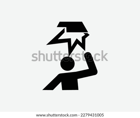 Overhead Obstacle Icon Beware of Head Object Accident Hit Black White Silhouette Symbol Sign Graphic Clipart Artwork Illustration Pictogram Vector Royalty-Free Stock Photo #2279431005