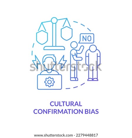 Cultural confirmation bias blue gradient concept icon. Cognitive prejudice example in interviewing abstract idea thin line illustration. Isolated outline drawing. Myriad Pro-Bold font used Royalty-Free Stock Photo #2279448817