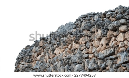 An old stone wall or piled rocks isolated on empty background Royalty-Free Stock Photo #2279494259