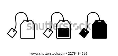 Tea bag vector icon set. Teabag symbol. Herb tea bag packaging for morning beverage logo Royalty-Free Stock Photo #2279494361