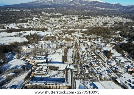 Aerial view of Karuizawa in the snow
