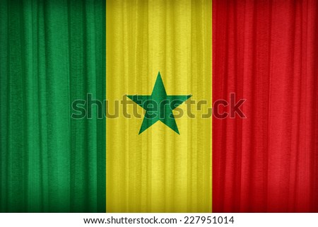 Senegal flag pattern on the fabric curtain,vintage style