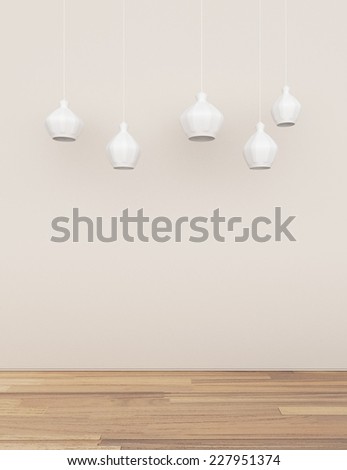 Blank color wall and hanging light/wood floor