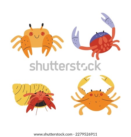 Set of cute cartoon crabs Royalty-Free Stock Photo #2279526911