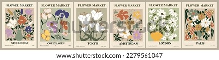 Set of abstract Flower Market posters vector art. Royalty-Free Stock Photo #2279561047