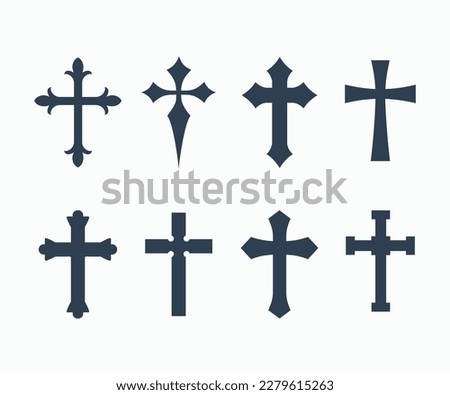 Christian cross vector symbol flat style. Set of different crosses icon Royalty-Free Stock Photo #2279615263