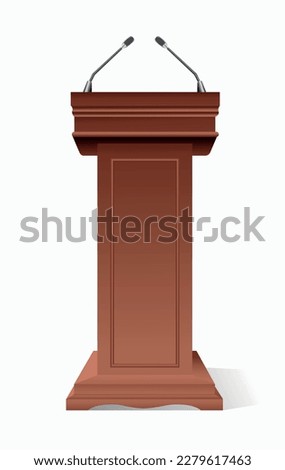 Vector illustration wooden rostrum isolated on white background
