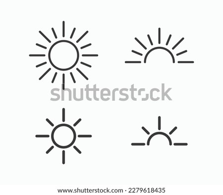 Line Sun Icon. Sunset, Sun vector. 