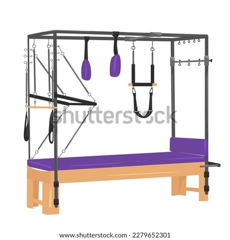 Trapezoidal table - Pilates simulator.
White background.
Vector illustration
 Royalty-Free Stock Photo #2279652301