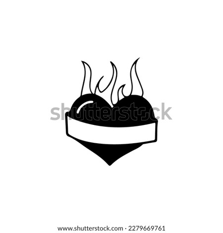 vector illustration of a heart with fire