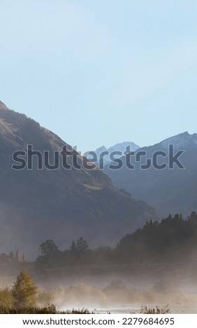 vertical landscape of mountains in fall
