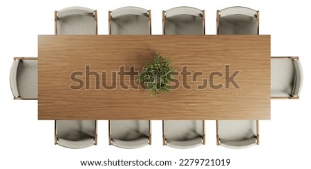 Top view of dining table with chairs Royalty-Free Stock Photo #2279721019