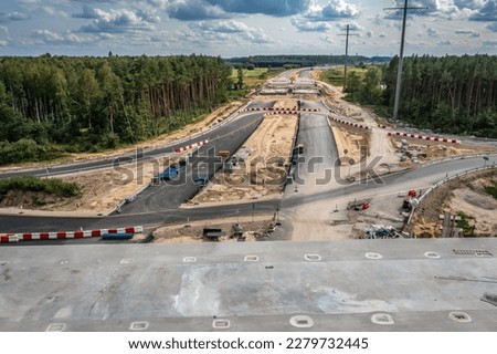 Construction site of S7 express road in Ruda village near Tarczyn city, Poland