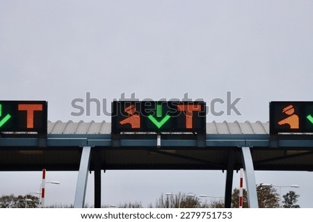 Electronic LED road signs Toll road payment point open