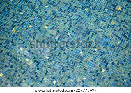 Surface water of blue quarry swimming pool  