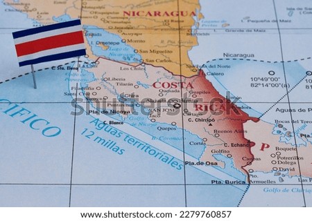 Mapa Costa Rica con bandera. Costa Rica Map whit Flag