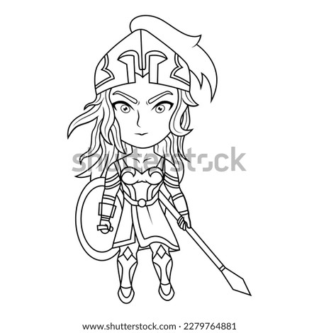 Athena chibi mascot line art