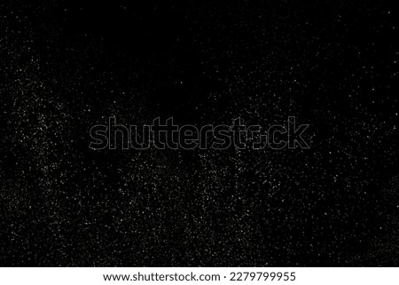 Gold Glitter Texture Isolated on Black Background. Golden stardust. Amber Particles Color. Sparkles Rain. Vector Illustration, Eps 10. Royalty-Free Stock Photo #2279799955