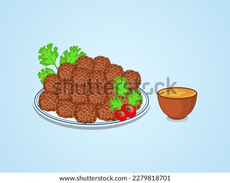 Creative Falafel Premium Illustration Design Set. Vegetable Watercolor Food Lunch, With Fast Food Premium Eat Tradition Drawing Vector.
