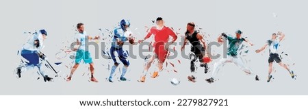 Sport, a set of athletes of different sports disciplines.  Group of low poly vector sportsmen Royalty-Free Stock Photo #2279827921