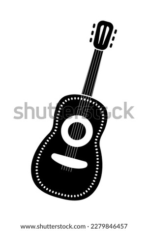 mexican guitar, cinco de mayo symbol, black filled vector design element