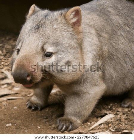 ‏The northern hairy-nosed wombat (Lasiorhinus krefftii) or yaminon is one of three extant species of Australian marsupials known as wombats. It is one of the rarest land mammals in the world Royalty-Free Stock Photo #2279849625