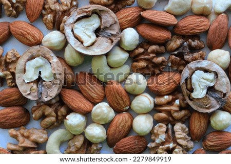 Texture Of Variety Shelled Nuts Ready To Eat Stock Photo 
